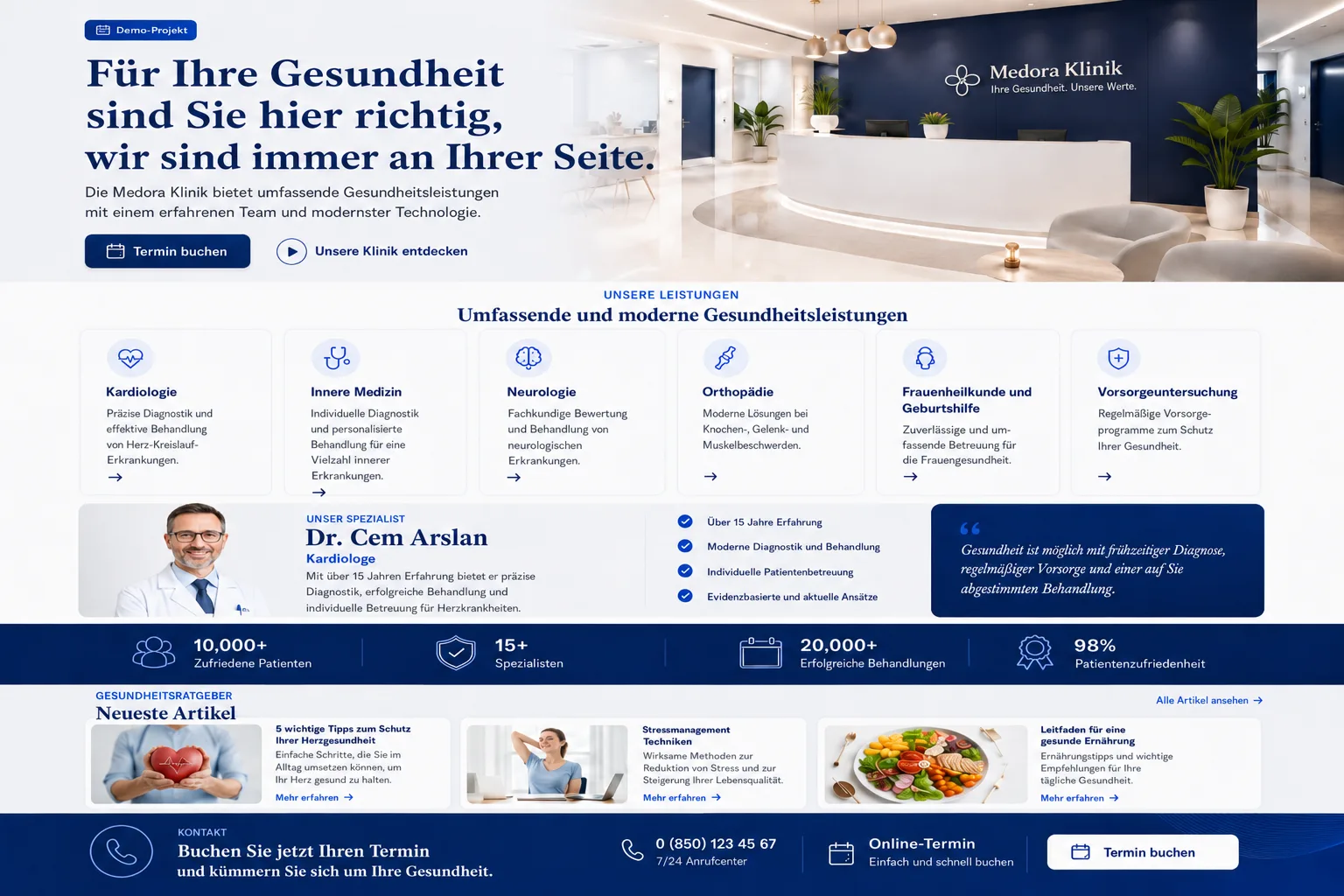 Arzt-Website: Beispielgestaltung einer modernen Praxis-Website